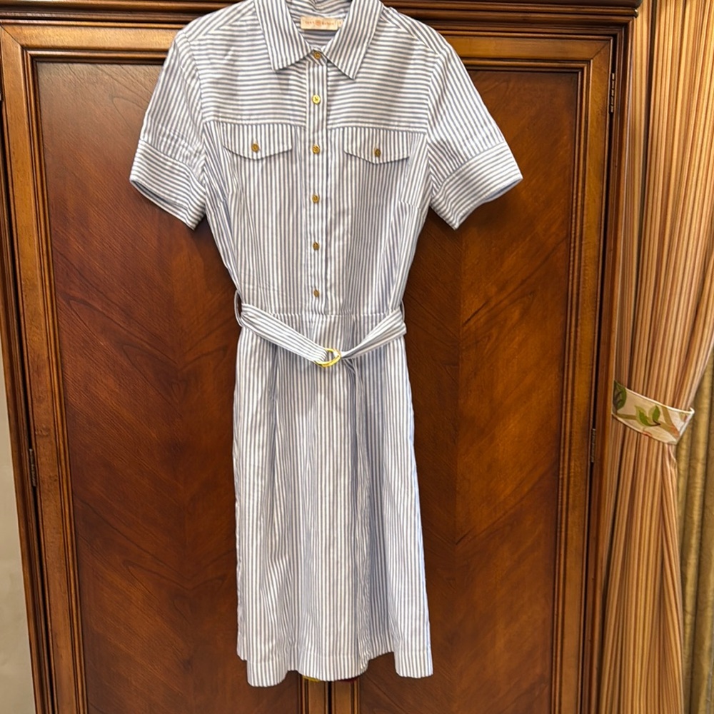 Tory Burch Gray Buttoned Midi Dress